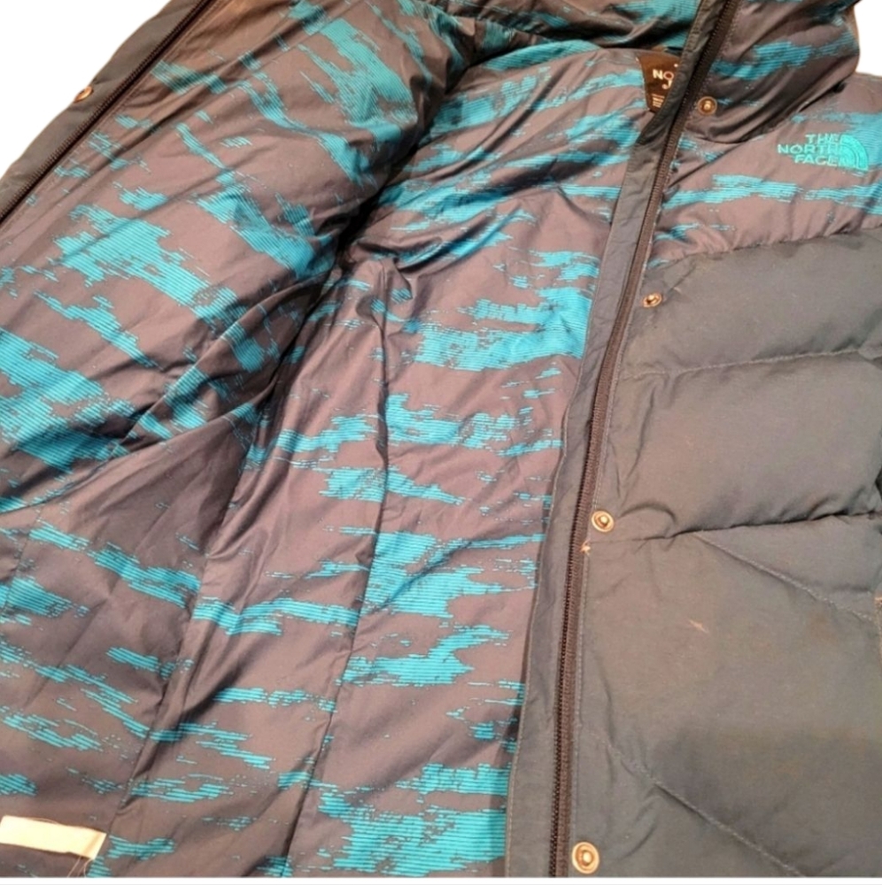 😁The North Face Turquoise Down Vintage Puffer Jacket S - Picture 3 of 4